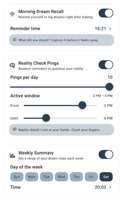 Push notifications screen