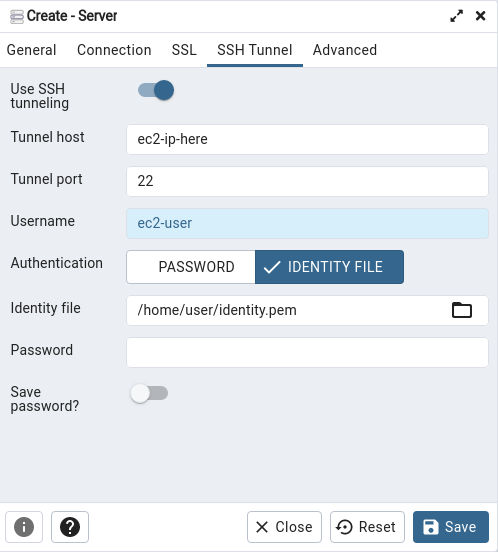 Create PG Server RDS - SSH Tunnel