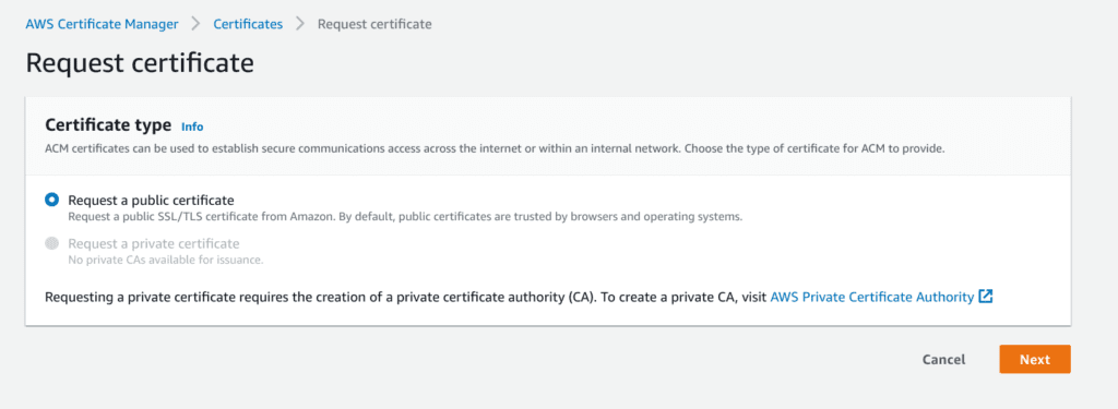 request public certificate